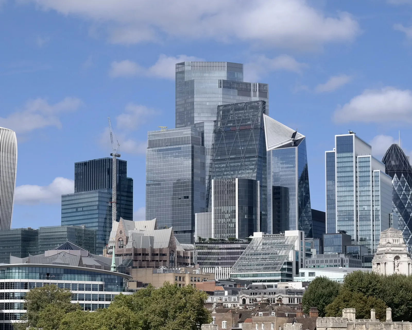 Modern office towers in the City of London seen from Bishopsgate